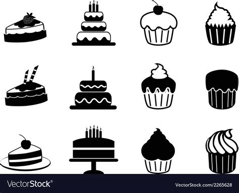Cake Icons Set Royalty Free Vector Image Vectorstock