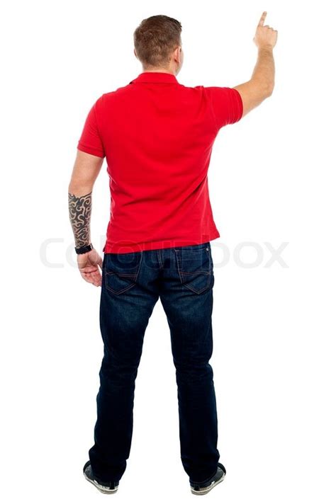 Back Pose Of Man Pointing At Copy Space Stock Image Colourbox