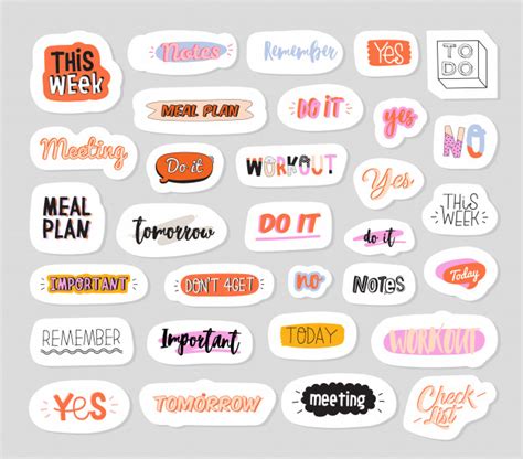 Collection Of Weekly Or Daily Planner Note Paper To Do List Stickers