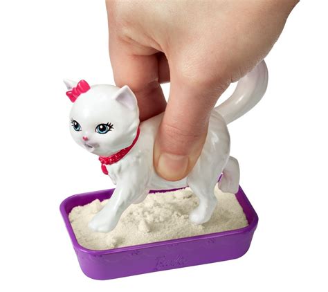 barbie blissa dreamhouse adventures cat drinking peeing kitty white cat rare toy