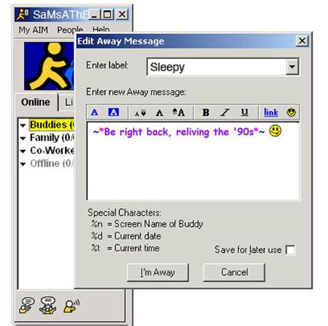 Remembering How We Used To Talk On The Internet 20 Aim Away Messages