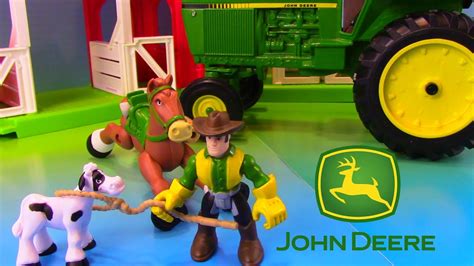 John Deere Tractor And Cowboy Farmer On The Farm Youtube