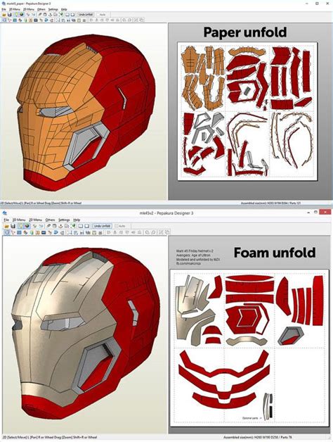 It is a pretty easy project and it comes out great. Mark 45 «Friday» Helmet Pepakura file DIY | Rzemiosło ...