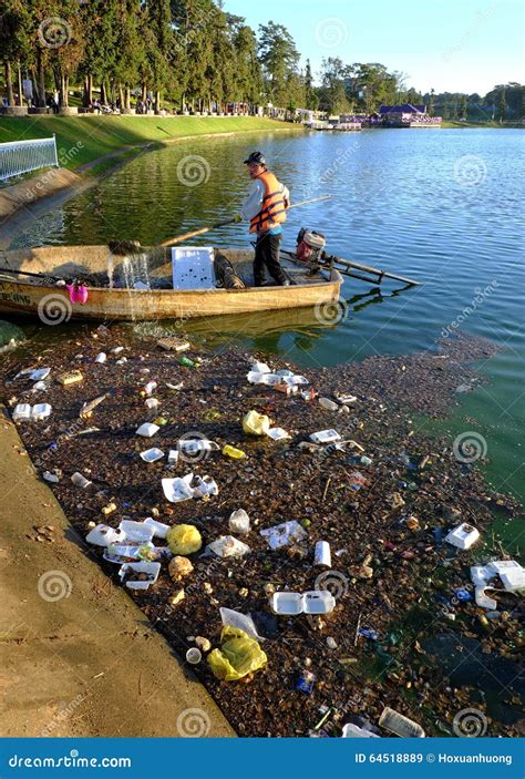 Vietnamese Sanitation Worker Rubbish Water Pollution Editorial Stock