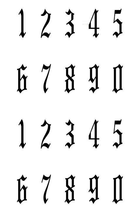 List Of Traditional Old English Numbers Tattoo References Strong Body