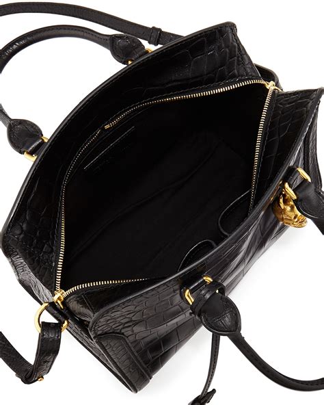 All skull bed are made from. Alexander McQueen Skull Padlock Crocodile-Embossed Small ...