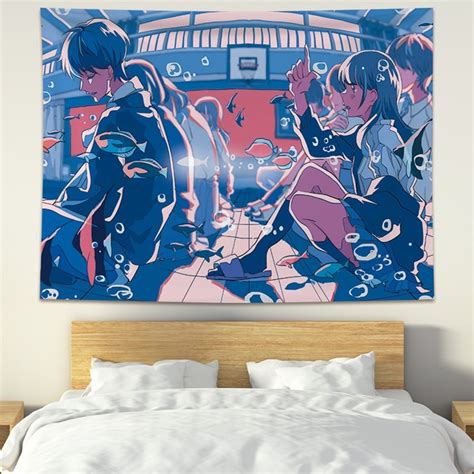 Tapiz Kawaii grande 200 cm Ilustración de estilo japonés para