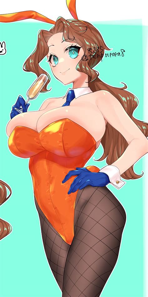rule 34 above view big breasts big butt big hips brown hair bunny ears bunnysuit curves green