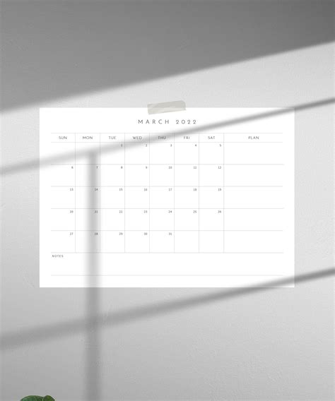 2024 Monthly Calendar Printable Template Minimal Simple Clean Office