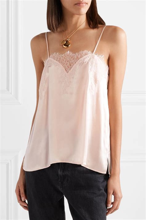 Cami Nyc Sweetheart Lace Trimmed Silk Charmeuse Camisole In Pastel Pink