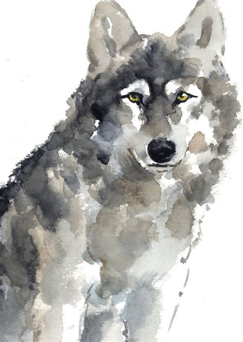 Baby Wolf Howling Wolf Pack Wildlife Watercolor Print Wolf Painting