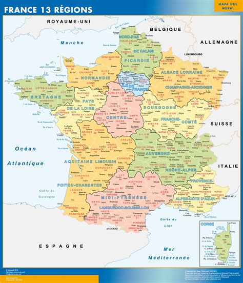 Fond de carte des regions. Las Regiones de Francia | Mapas Murales de España y el Mundo