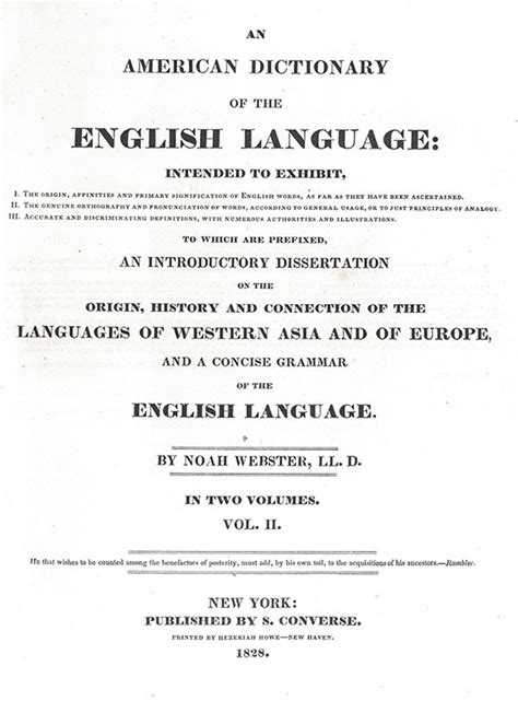 American Dictionary Of The English Language Noah Webster First Edition