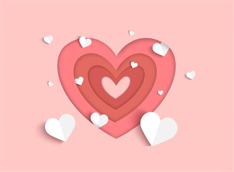 Valentines Day Pink Background With White Paper Cut Style Hearts And Layered Heart Shape 692368