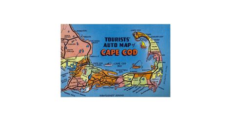 Detailed Auto Map Of Cape Cod Poster Uk