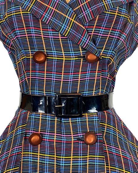 Vintage 50s Plaid Fit And Flare Dress Shop Thrilling