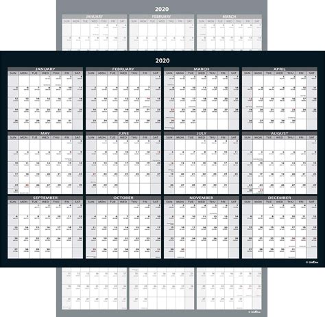 Large Annual Erasable Laminated Wall Calendar 24 X 36 Inch 2 Sided