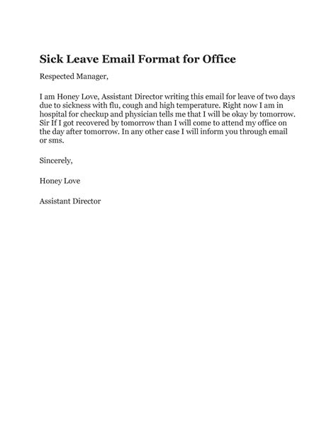 49 Professional Sick Leave Email Templates Templatelab