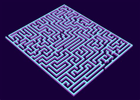 Vector Maze Labyrinth 3d Rendering Illustration Isometric Blue Maze