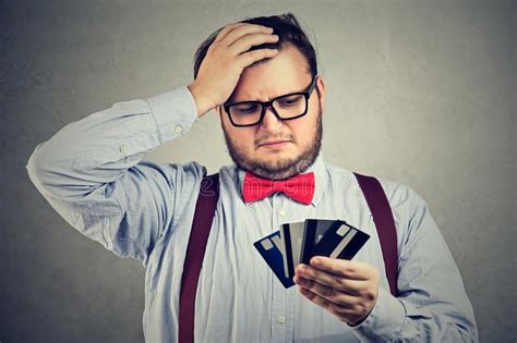 Confused Man Having Problems With Debt Stock Image Image Of Chubby