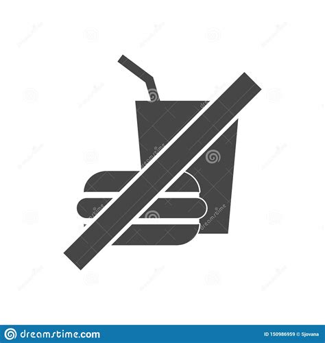 No Food Or Drinks Allowed Icon Vector Illustration Stock