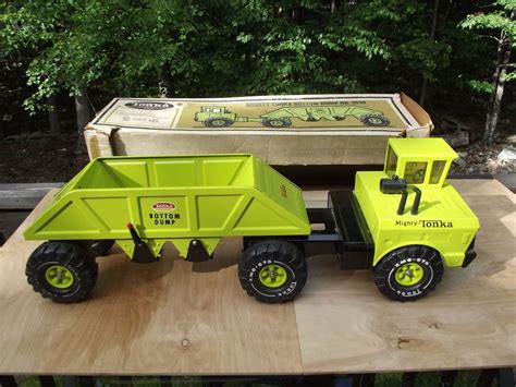Tonka Mighty Bottom Dump Truck Green Pressed Steel Toy Truck With Original Box Toy Trucks