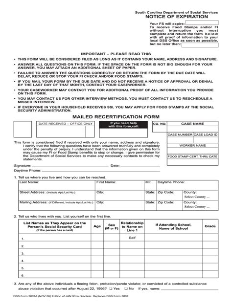 Dss Sc Gov Food Stamps Recertification Fill Out And Sign Online Dochub