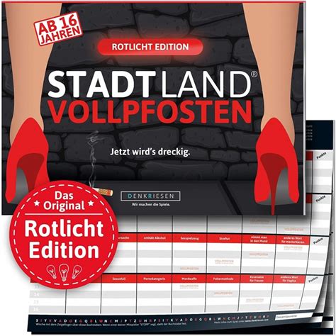 Wir erklären euch die spielregeln und geben euch eine kostenlose vorlage zum ausdrucken! STADT LAND VOLLPFOSTEN Rotlicht EDITION - Games, Toys ...