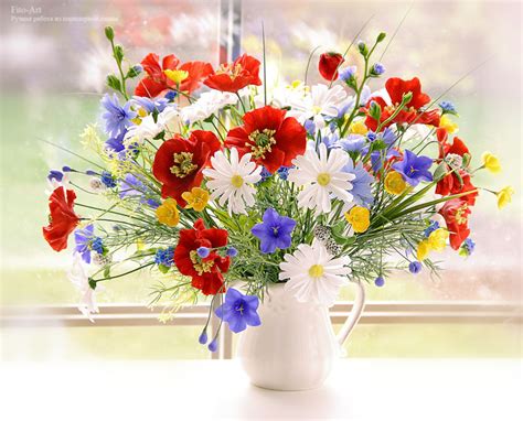Букет летних цветов с цикорием - заказать на Ярмарке Мастеров - 64HJPRU ...