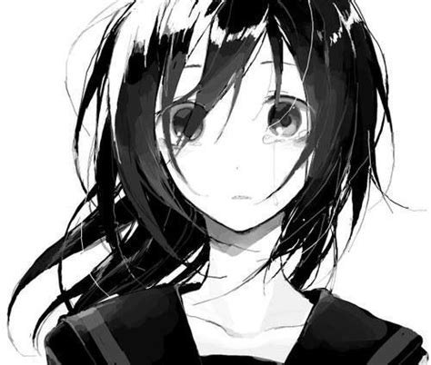 Anime Girl I Love The Glare On Her Hair Black And White Pinterest