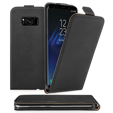 Caseflex Samsung Galaxy S8 Real Leather Flip Case Black Retail Box