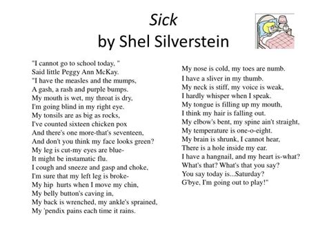 Ppt Sick By Shel Silverstein Powerpoint Presentation Free Download