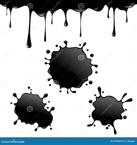 Vector Ink Spot And Dripping Splash Set Stock Vector Illustration Of