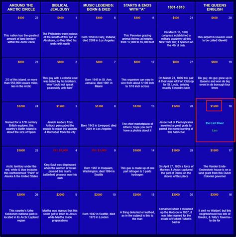 Jeopardy Questions And Answers Printable