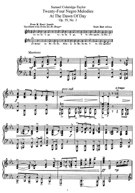 Tuan wade, hentikan cerita sedihmu itu. 24 Negro Melodies, Op.59 (Coleridge-Taylor, Samuel ...