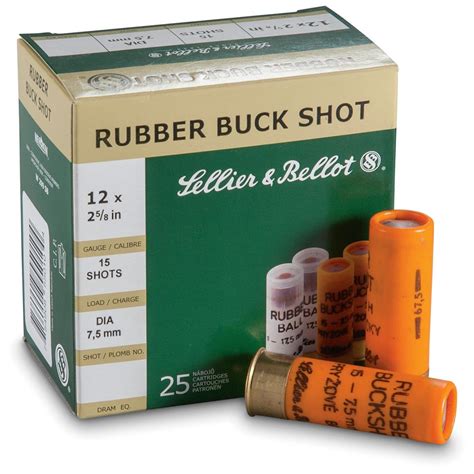 sellier and bellot buckshot 2 3 4 12 gauge rubber buckshot 15 pellets 250 rounds 85628 12