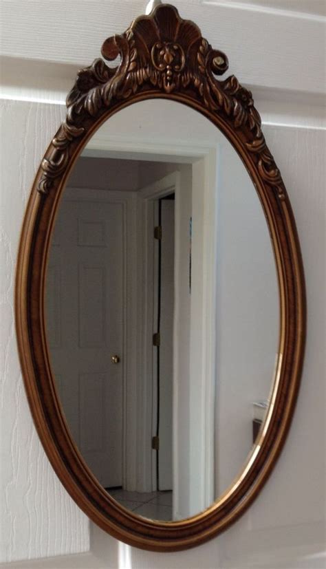 Vintage Oval Mirror Wood Frame Wood Framed Mirror Oval Mirror Mirror