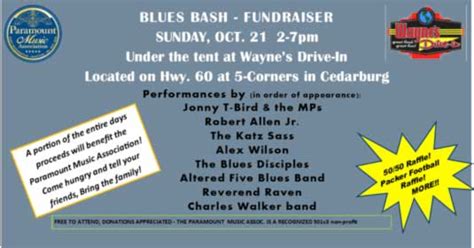 Paramount Music Association Blues Bash Fundraiser Oct 21 Blues