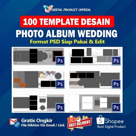 Jual FULL 100 Desain Template Photo Album Wedding PSD Photoshop
