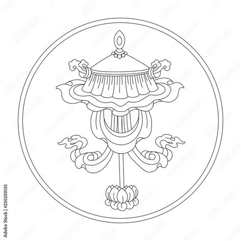 Eight Auspicious Symbols Of Buddhism Valuable Black And White Drawing