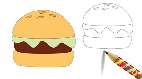 How To Draw A Burger Step By Step Easy Drawing Coloring Page Youtube