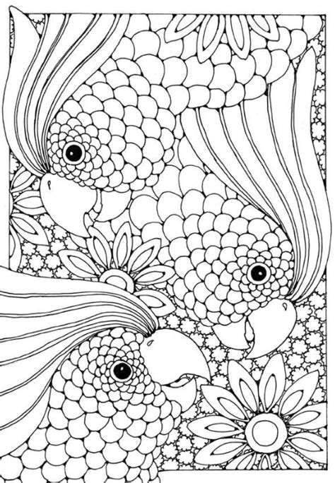 art therapy coloring page animals parrots