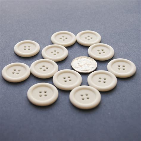 12 White Buttons 1 Buttons Matte White Rimmed Etsy