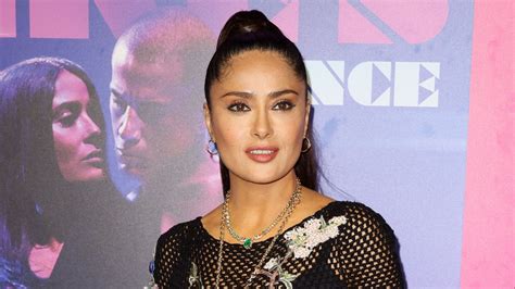 Salma Hayek Dons Plunging Black Lace Top For Insane Night Out Hello