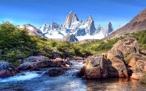 Images Chile Patagonia Nature Mountains Snow Scenery Stones Rivers