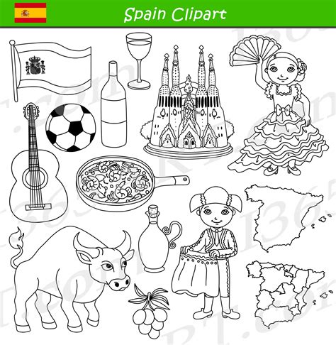 Spain Clipart Culture Graphics Bundle Set Clipart 4 School