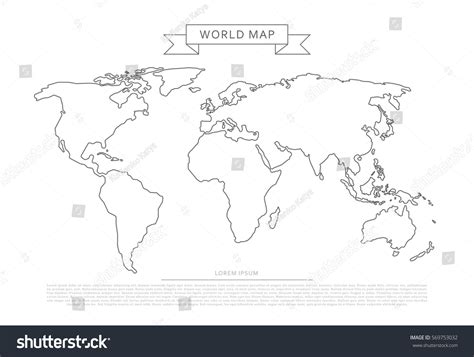 Outlines World Map Isolated On White Stock Vector Royalty Free
