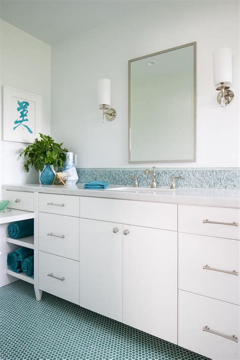 View all our bathroom floor tiles with tile choice offering great prices, with huge stocks of ceramic, porcelain tiles, and natural stones. Blue Bathroom With Penny Tile Floor | HGTV