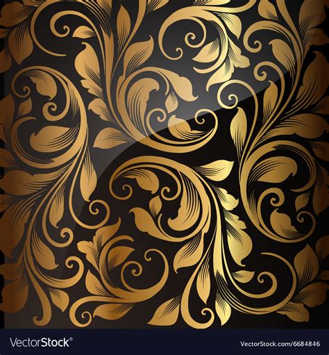 Seamless Gold Floral Wallpaper Royalty Free Vector Image