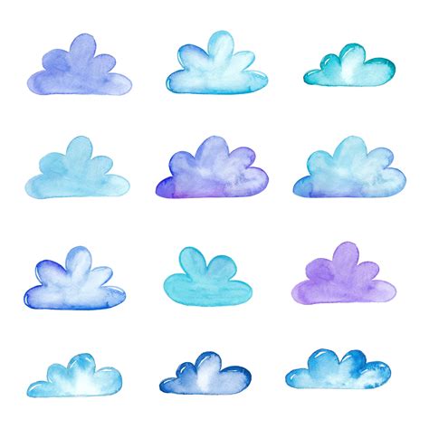Premium Vector Watercolor Clouds Collection Isolated On White Background